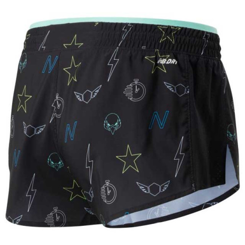 Pantalón Corto New Balance Printed Fast Flight Split Negro Mujer WS01202-BM