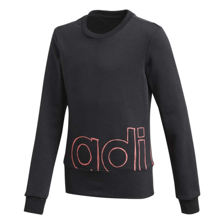 Sudadera Adidas Logo Crew Negro Rosa Niña GD6338