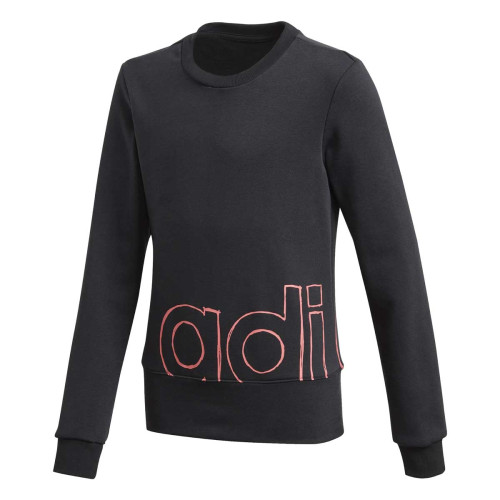Sudadera Adidas Logo Crew Negro Rosa Niña GD6338