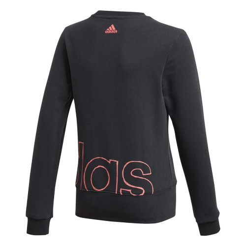 Sudadera Adidas Logo Crew Negro Rosa Niña GD6338
