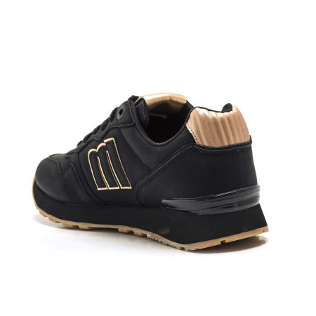 Zapatillas Mustang Joggo Classic Negro Dorado...
