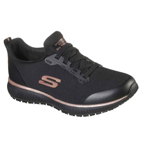 Zapatillas Skechers Work Squad SR Negro Dorado Mujer 77222EC-BKRG