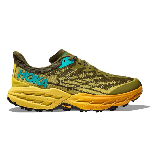 Zapatillas Hoka Speedgoat 5 Verde Kaki Amarillo Running Hombre 1123157-APFR
