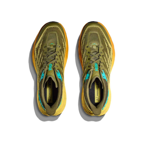 Zapatillas Hoka Speedgoat 5 Verde Kaki Amarillo Running Hombre 1123157-APFR