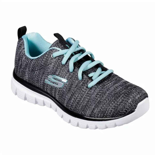 Zapatillas Skechers Graceful Twisted Fortune Negro Azul Mujer 12614 BKTQ