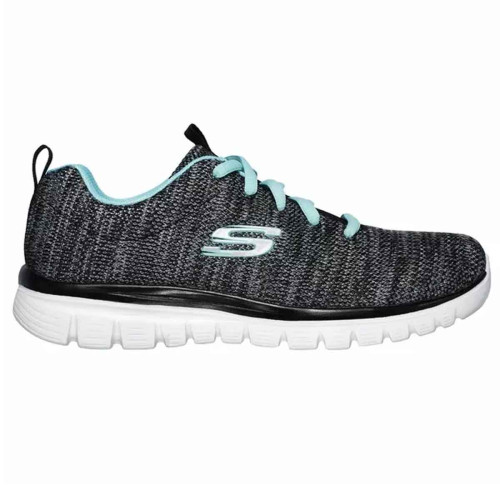 Zapatillas Skechers Graceful Twisted Fortune Negro Azul Mujer 12614 BKTQ