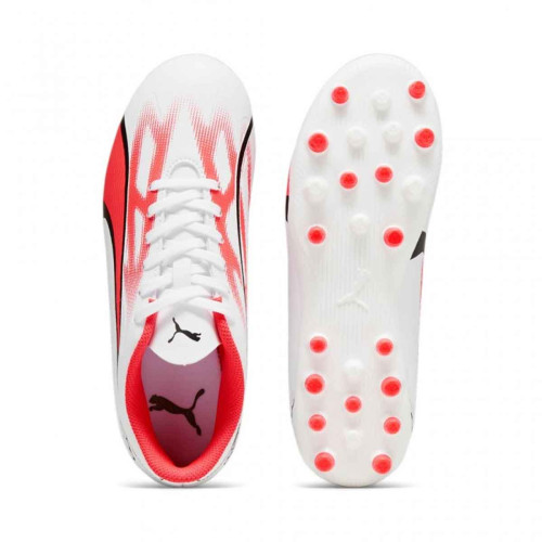 Zapatillas Puma Ultra Play Mg Jr Blanco Rojo Fútbol Niño 107532-01