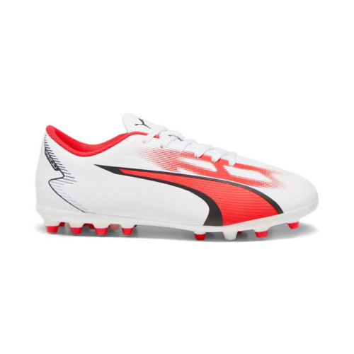 Zapatillas Puma Ultra Play Mg Jr Blanco Rojo Fútbol Niño 107532-01